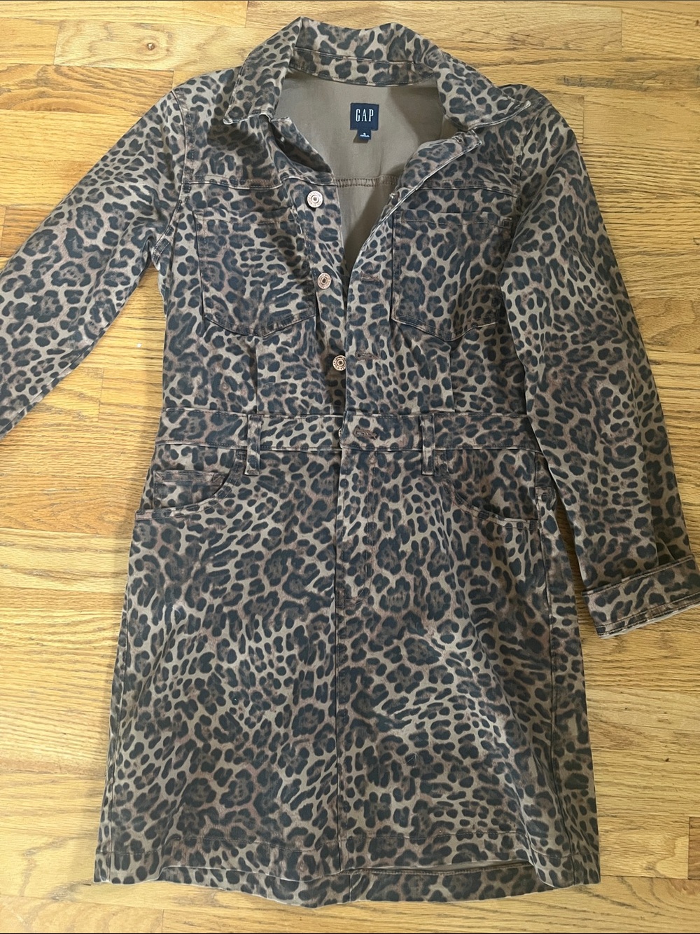 GAP Leopard Print Jean like Dress - Brown/Black small